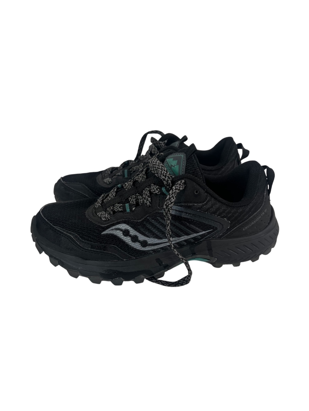 Saucony Excursion TR15 trail running shoes in black & jade size 8